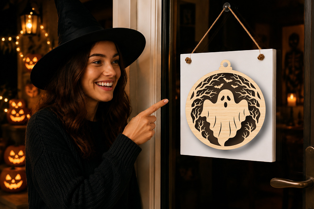 Spooky Ghost Tree Ornament SVG, a Work Illustration by Digital Artistic99 (Photo 3 of 4)