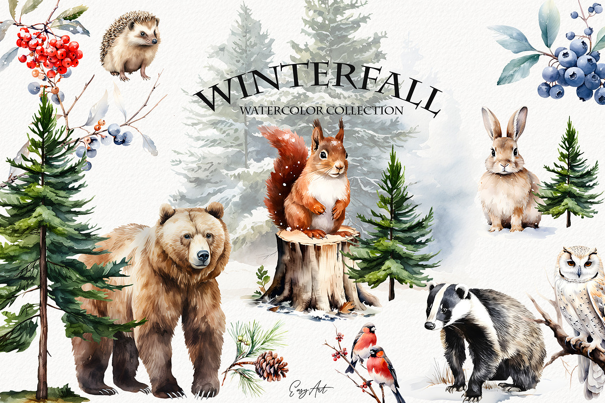 Winterfall watercolor collection, an Object Graphic by EasyArt (Photo 1 of 10)