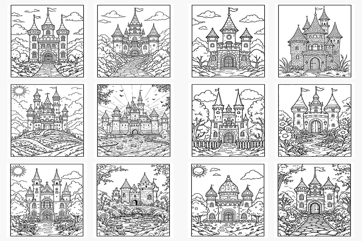 Historical Palace Coloring Pages, a Print Template by Made By Ahmed (Photo 3 of 3)