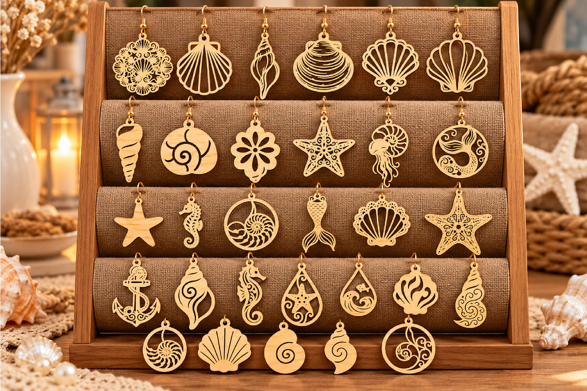 30 Coastal Earrings Laser Cut SVG, an Object Graphic by DreamCafeArt (Photo 3 of 7)