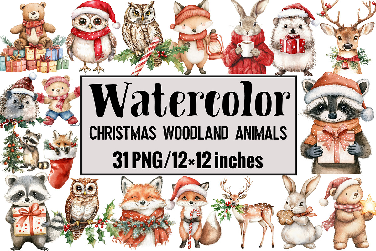 Christmas Woodland Animals, an Illustration by Design Market (Photo 1 of 4)