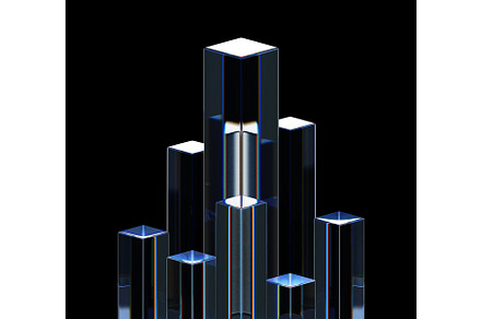 3d crystal glass pillars on black, a Textures & Material 3D Model by Marozhkastudio