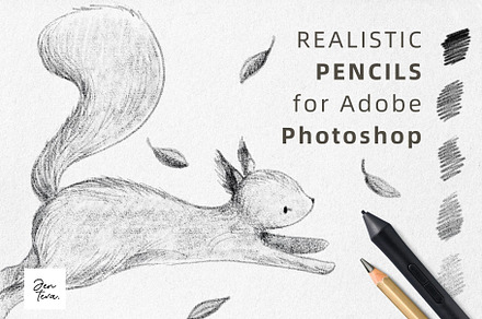 8 Realistic Graphite Pencils - PS, a Brush Add-On by Jenteva Art