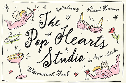 Pop Hearts Studio Whimsical Font, a Handwritten Font by Ayya Studio