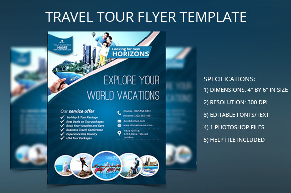TRAVEL TOUR FLYER TEMPLATE, a Flyer Template by VaaniDesigns