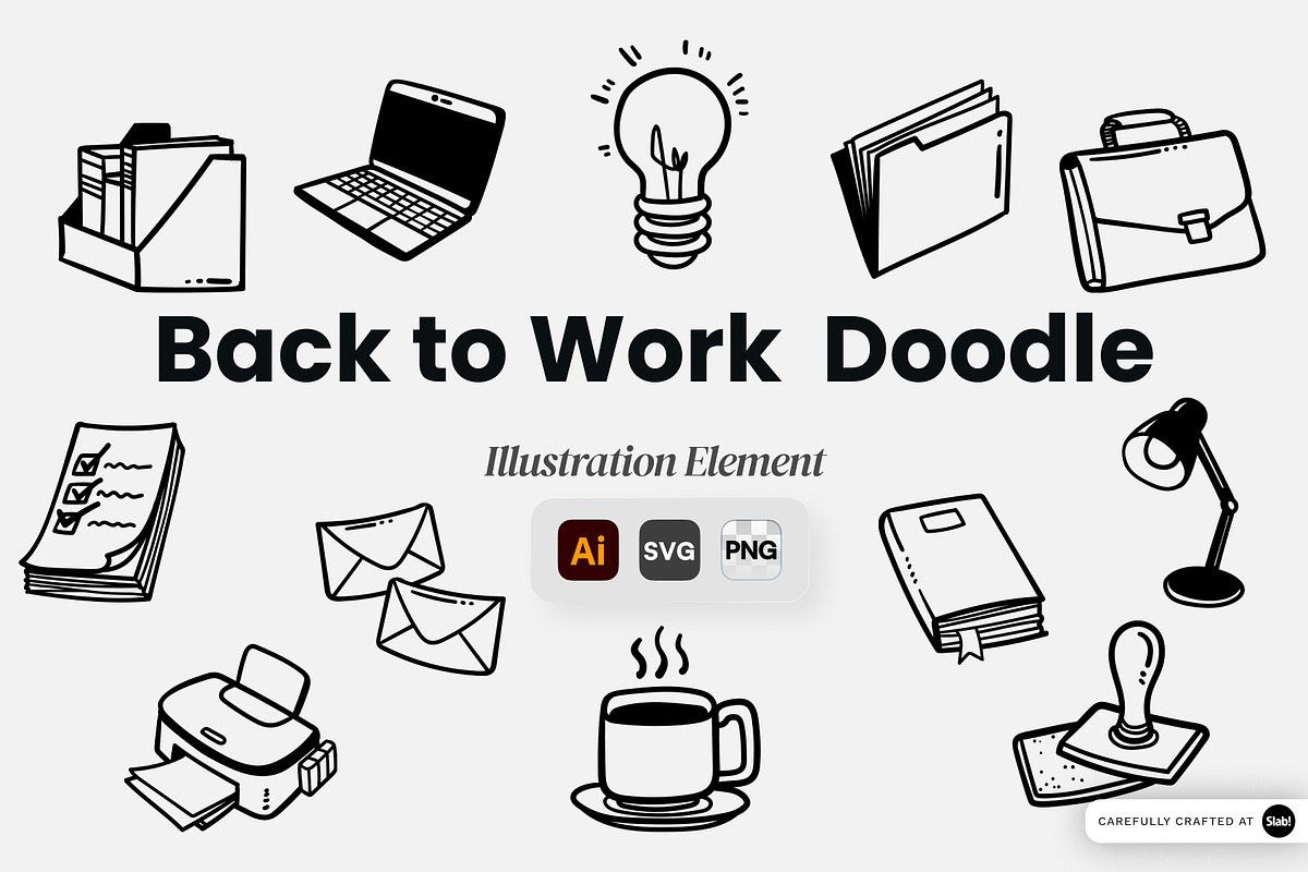 Back to Work Doodle Illustration, an Object Graphic by SLAB! Design (Photo 1 of 3)