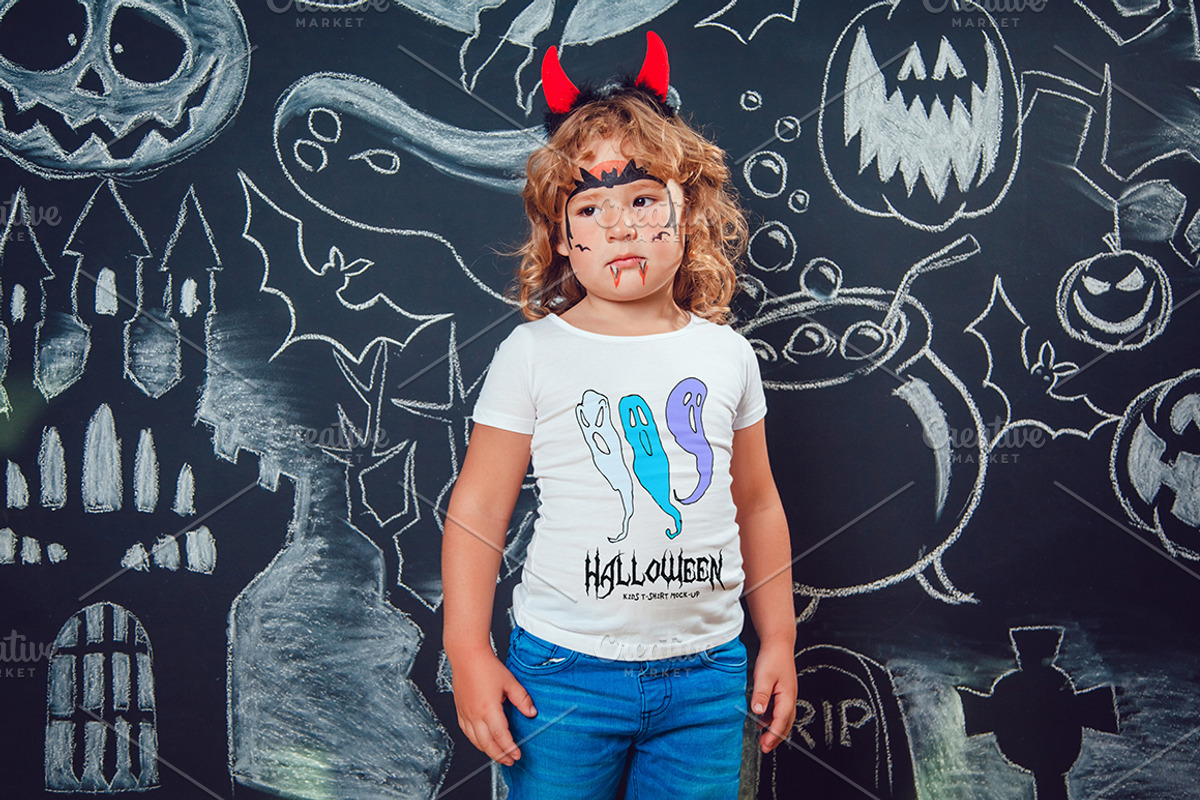Halloween Kids T-Shirt Mock-Up, a Shirt Mockup by Freeman Studio (Photo 8 of 19)