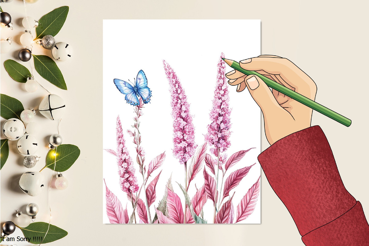 Amaranth Flower Watercolor Clipart's, an Illustration by RobertsArt (Photo 6 of 7)