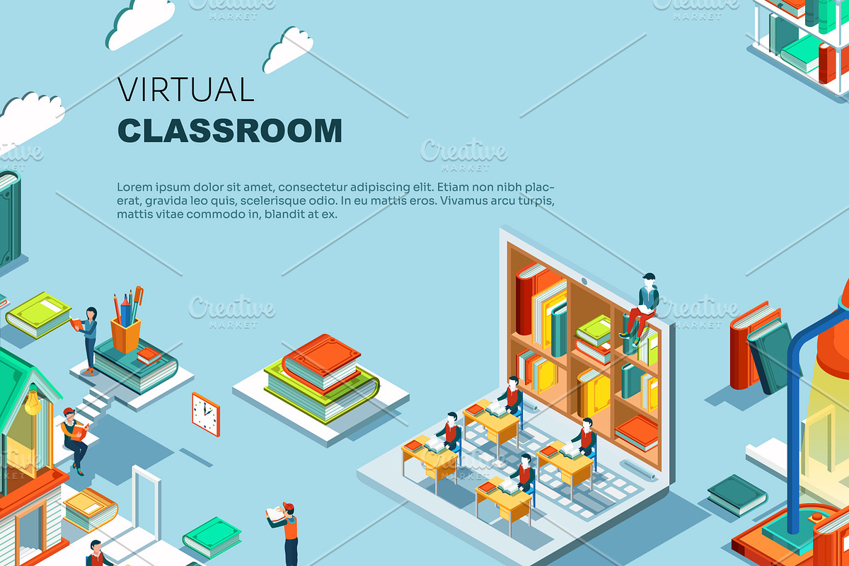 Virtual classroom education concept, an Education Illustration by Yayasya (Photo 2 of 3)