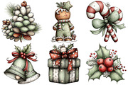 Watercolor Christmas Clipart, an Illustration by Pixels.Craft (Thumbnail 6 of 6)