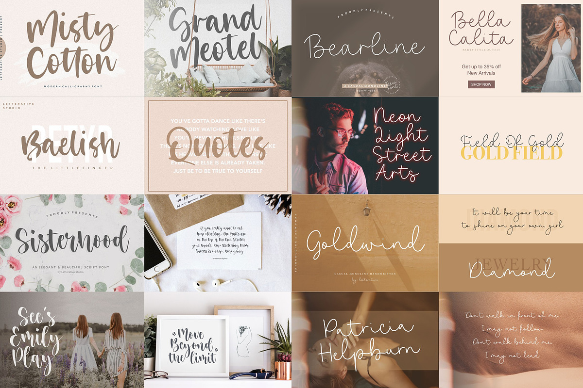 The ULTIMATE! 100 Font Bundle!, a Script Font by Letterative Studio (Photo 4 of 8)