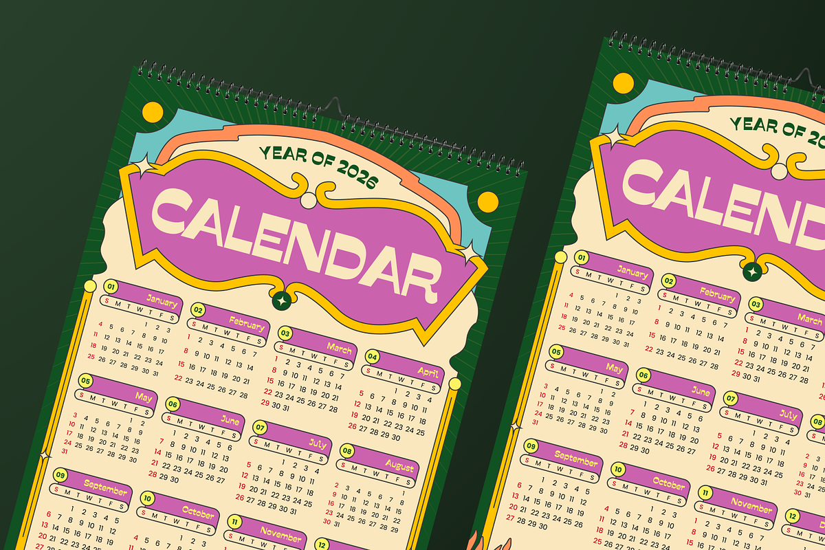 Vintage Pop Art Wall Calendar 2026, a Print Template by Annora Studio (Photo 2 of 6)