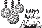 Black&White winter- hand drawn set, an Animal Illustration by Kseniya_design (Thumbnail 6 of 6)