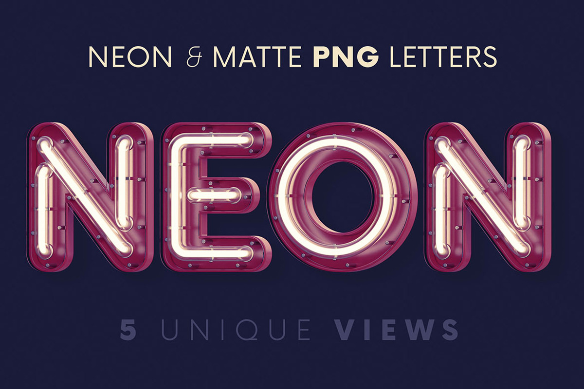 Neon & Matte - 3D Lettering, a Graphic by MIIM (Photo 1 of 9)