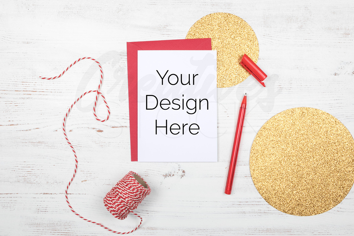 A6 Valentines Day Card Mockup, a Print Template by Creatives STOCK