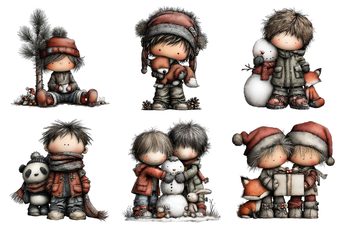 Winter Girls with Animal Friends, an Illustration by Daily.Designs (Photo 4 of 5)