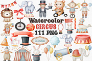 Watercolor Circus Clipart Set, an Illustration by CropUp Creative (Thumbnail 1 of 6)