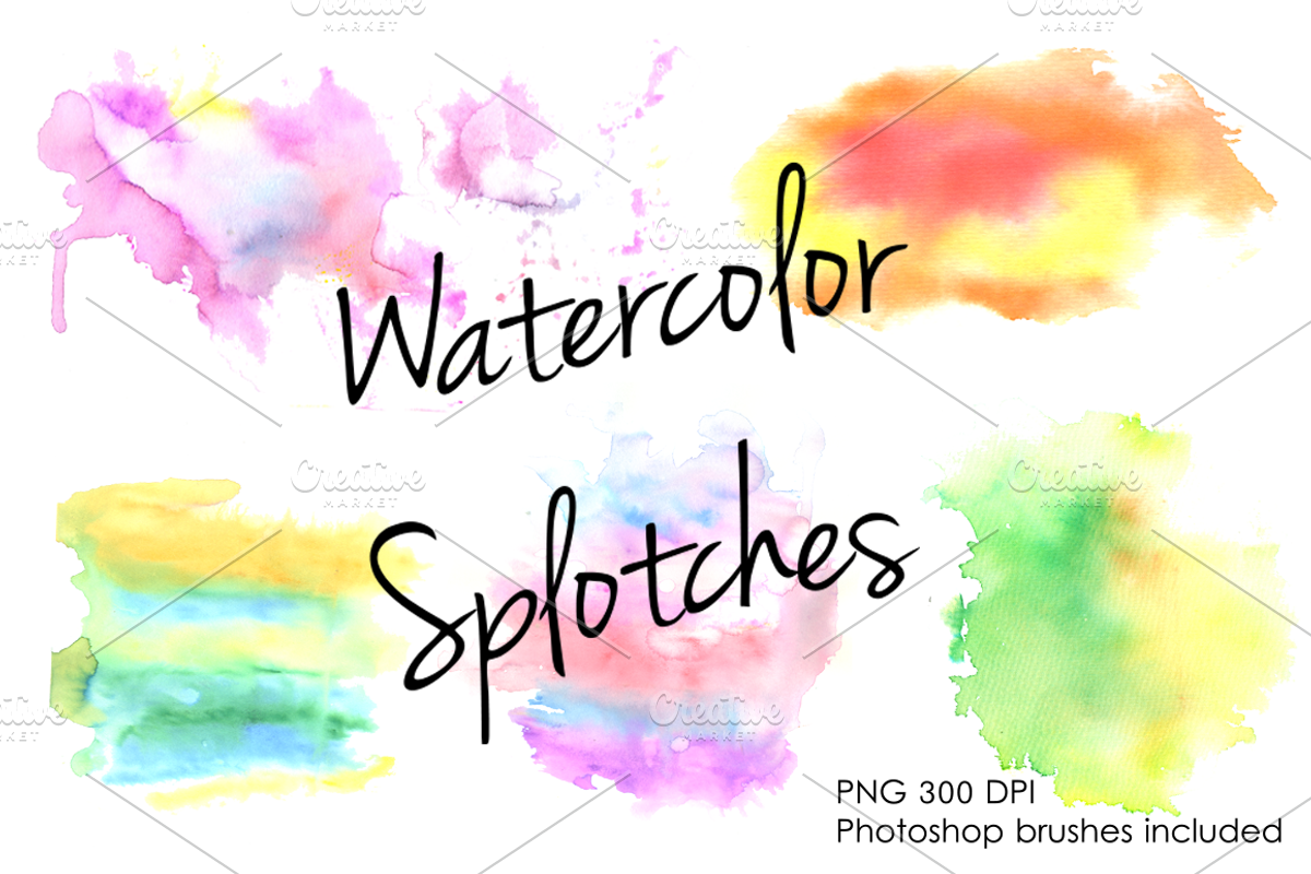Watercolor splotches clipart set., a Brush Add-On by mcherevan (Photo 1 of 4)