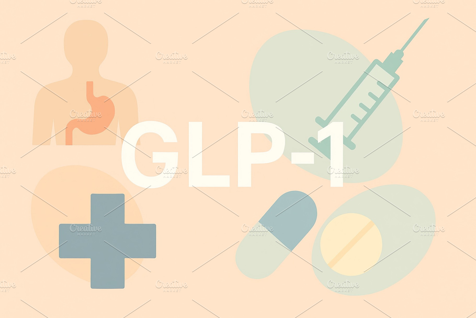 GLP1 concept with medical symbols an, a Photo by Dvoevnore photos