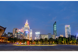 Modern skyline at dusk in Taipei, an Architecture Photo by Leonid Andronov