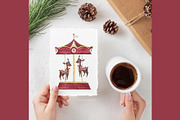 Christmas Village watercolor set, a Decorative Illustration by Estudio 812 (Thumbnail 7 of 10)