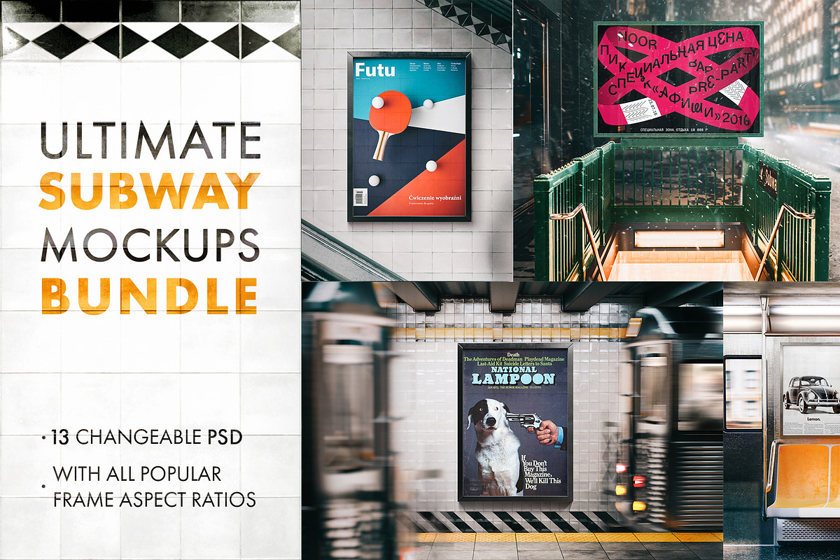 Ultimate subway NYC mockup bundle, a Print Template by As Good As Possible (Photo 1 of 21)