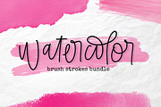 Pink Watercolor Brush Strokes Bundle, an Illustration by Sabrina Schleiger Design (Thumbnail 1 of 4)
