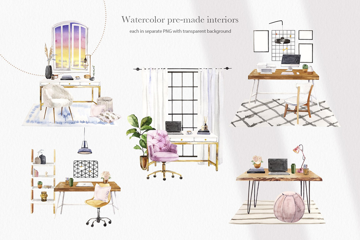 Home workplace interior creator, a Work Illustration by Volha Studio (Photo 7 of 10)