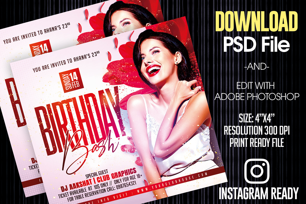 Birthday Flyer Template, a Templates & Theme by MithilaCreation (Photo 3 of 5)