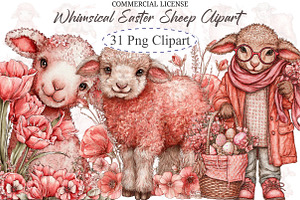 Whimsical Easter Sheep Clipart, an Illustration by designcity5