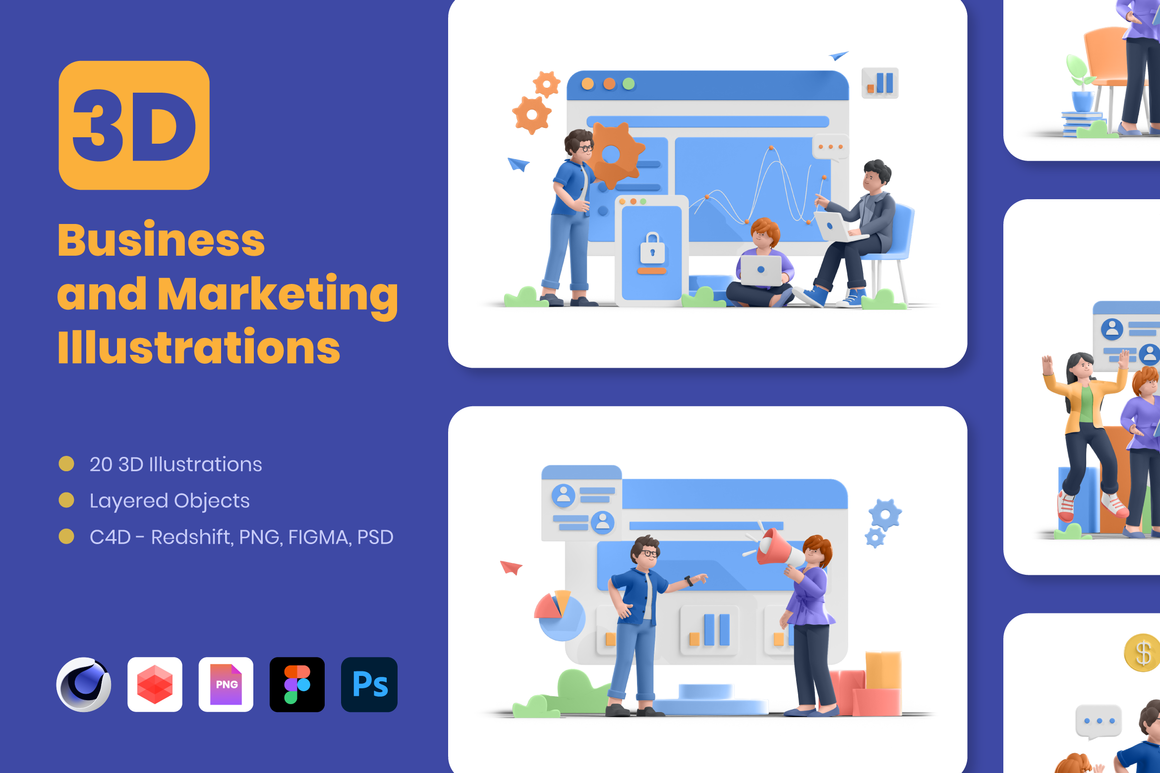 Business and Marketing Illustration, a 3D by Flat Icons