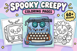 Spooky Creepy Coloring Pages #3, a Seasonal Illustration by Inkivelle Studio