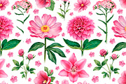 Watercolor pink flowers, a Pattern Graphic by Sundra (Thumbnail 6 of 6)