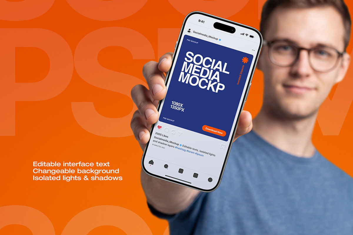 Instagram Post Mockup - Man Showing, an iPhone Mockup by Avelina Studio (Photo 2 of 3)