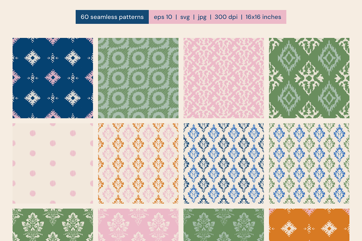 IKAT PRINTS ethnic textured patterns, a Pattern Graphic by SappiStudio (Photo 2 of 14)