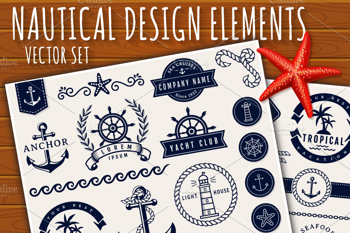 Sea and nautical design elements., a Templates & Theme by JuliaMalinovskaya (Photo 1 of 3)