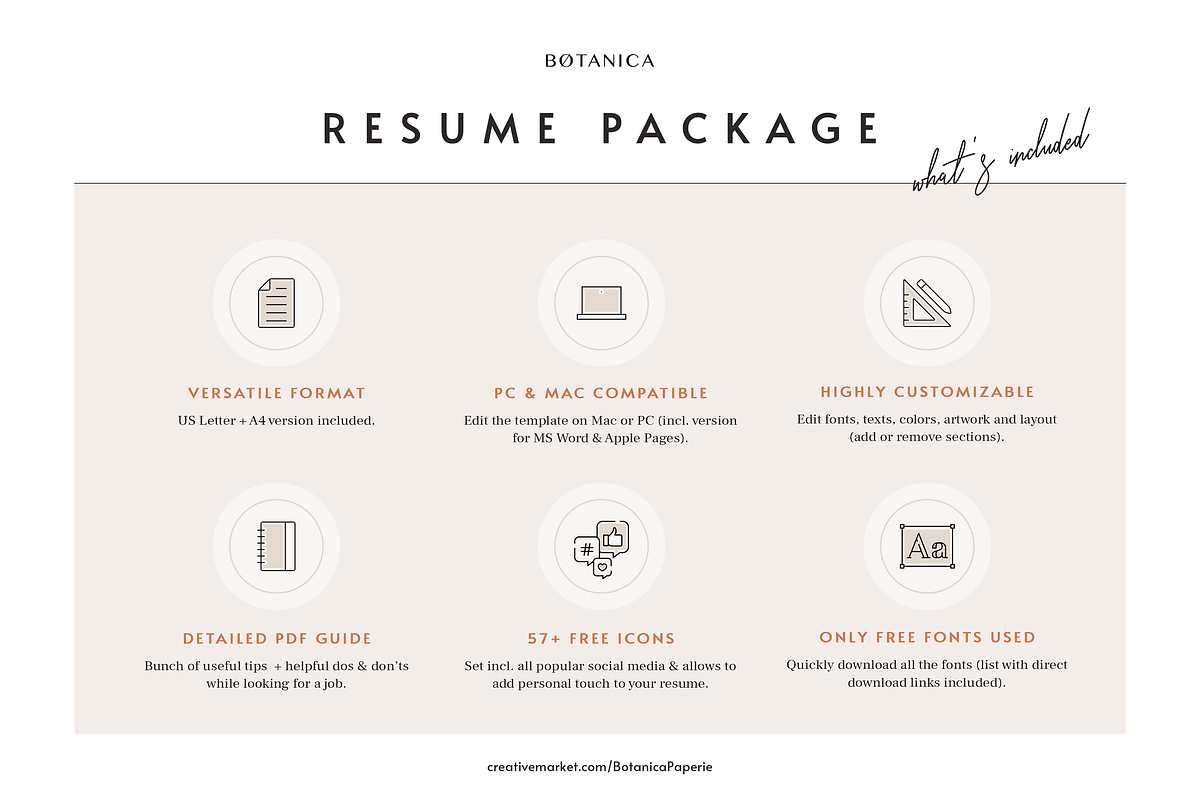 Stylish Resume Template 4 MS Word, a Resume Template by Botanica Paperie (Photo 5 of 5)