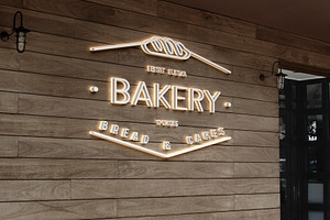 Logo Mockup On Wooden Facade 3D Sign