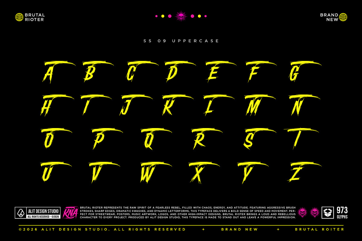 Brutal Rioter Typeface, a Script Font by alit design (Photo 6 of 20)