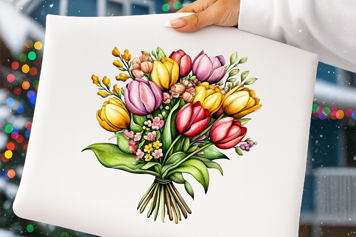 watercolor tulip flower clipart, an Illustration by GatewayDesign (Photo 7 of 9)