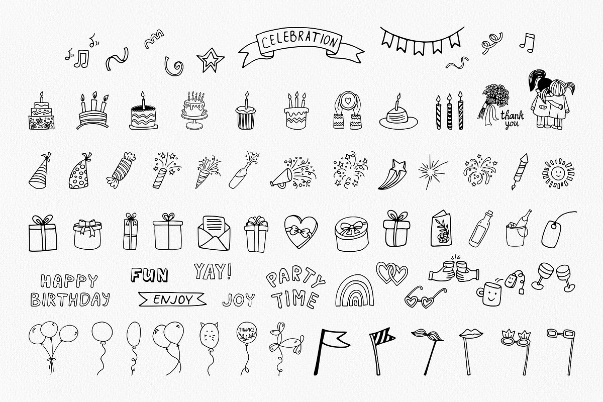 Big birthday clipart set. Party time, a Decorative Illustration by Anntre (Photo 1 of 3)