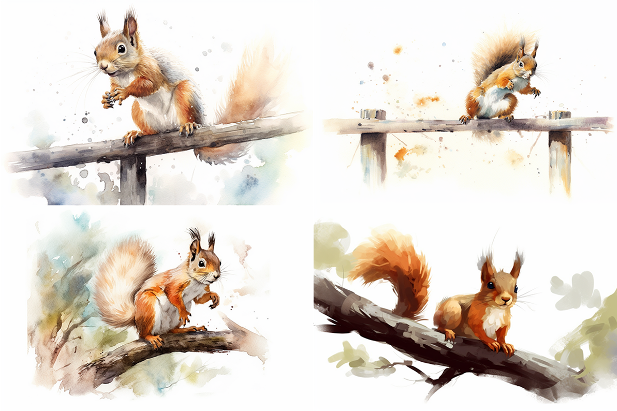 Squirrels Watercolor Collection, an Animal Illustration by artsy-fartsy (Photo 4 of 6)