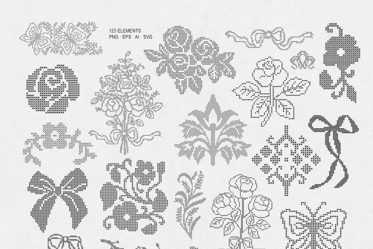 Cross Stitch Vintage Vector Set, an Object Graphic by AnMark (Photo 9 of 15)