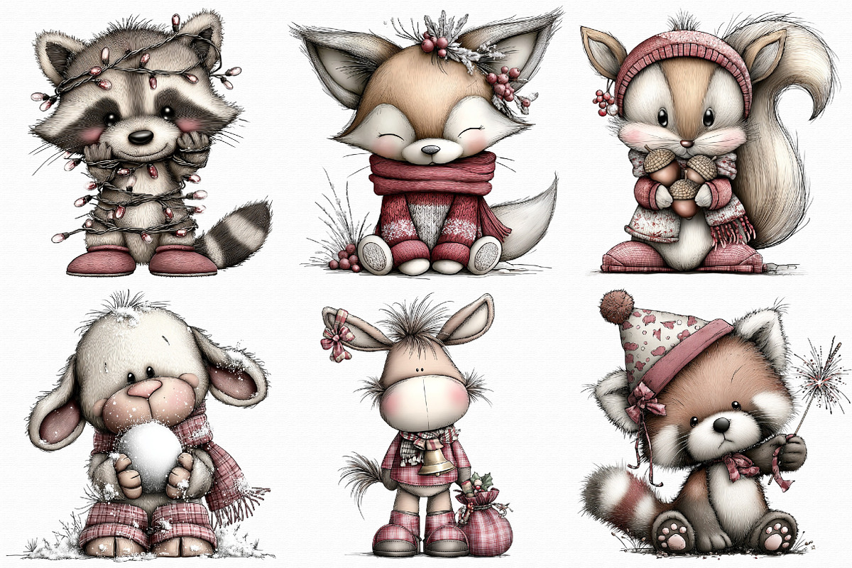 Whimsical Christmas Animal Clipart, an Illustration by Libby Wishes (Photo 4 of 7)