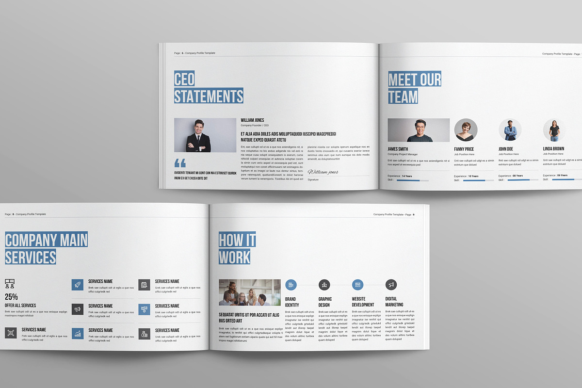 Company Profile Template Landscape, a Brochure Template by Work-Envance (Photo 3 of 7)