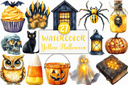 Watercolor Yellow Halloween Clipart, an Illustration by Craft Nest (Thumbnail 1 of 6)