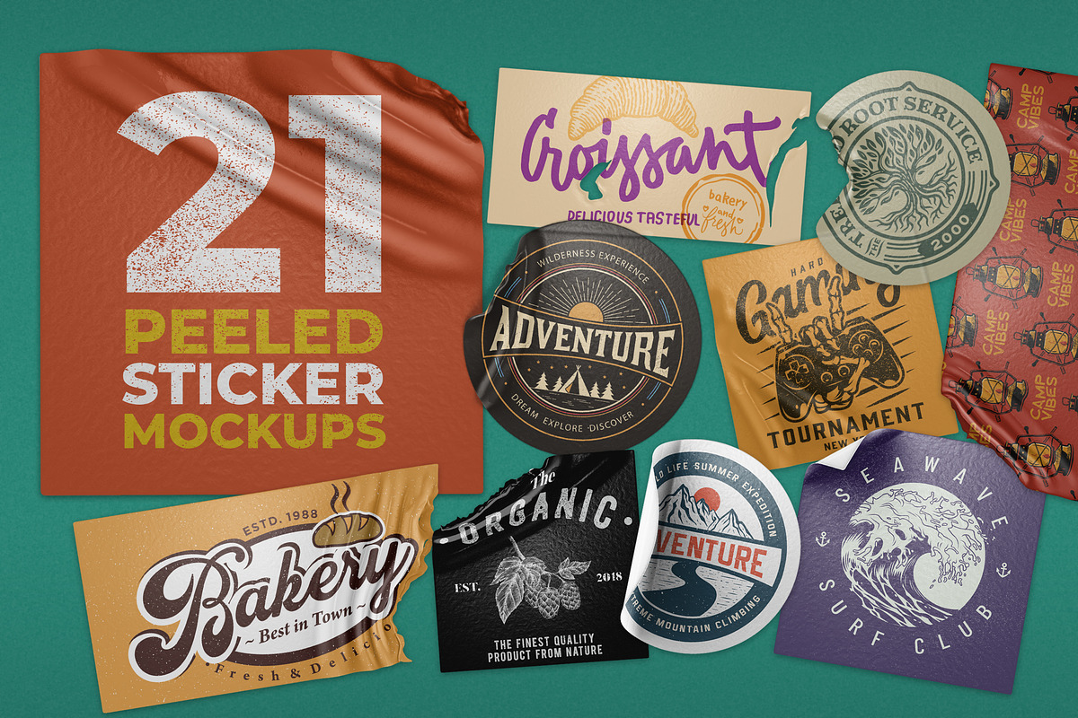 Peeled Sticker Mockup Vol 2, a Product Mockup by Graphicboom (Photo 1 of 7)
