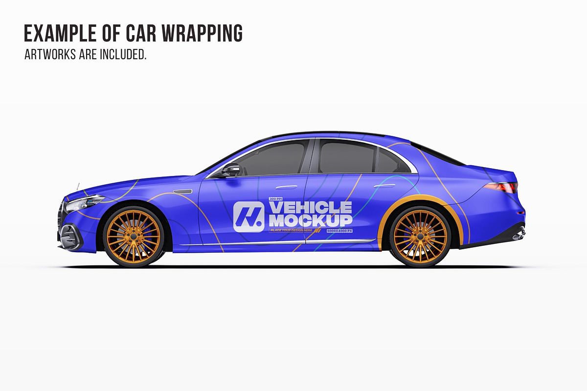 Executive Sport Luxury Sedan Set, an Advertising Mockup by Halal Graphic Studio (Photo 7 of 12)