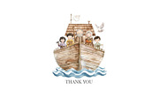 Noah’s Ark Watercolor Clipart Bundle, an Illustration by CharmClipArt (Thumbnail 8 of 8)