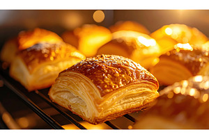 Freshly baked golden puff pastries, a Food & Drink Photo by Igor Tichonow